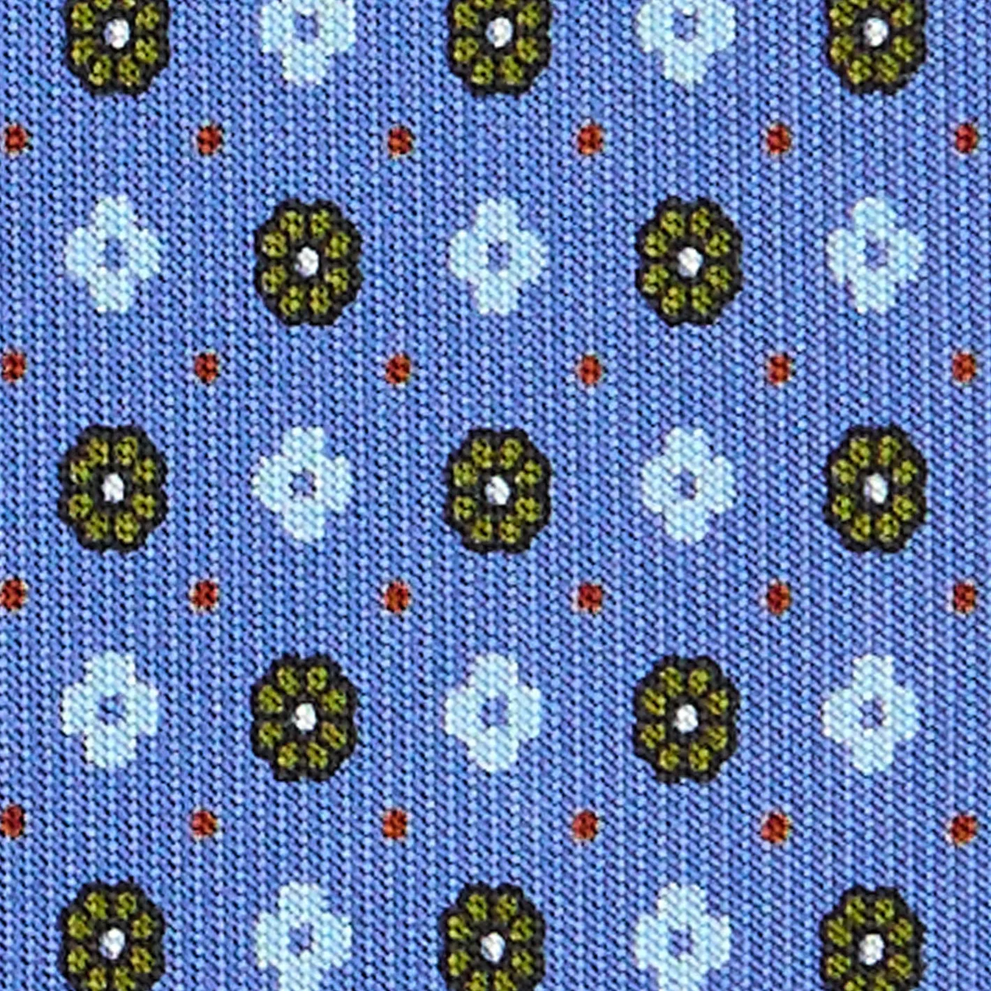 E.Marinella CRAVATTA SARTORIALE CLASSICA IN SETA AZZURRO POLVERE Microfantasia fiore New