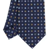 E.Marinella CRAVATTA SARTORIALE CLASSICA IN SETA BLU SCURO Microfantasia fiore Outlet