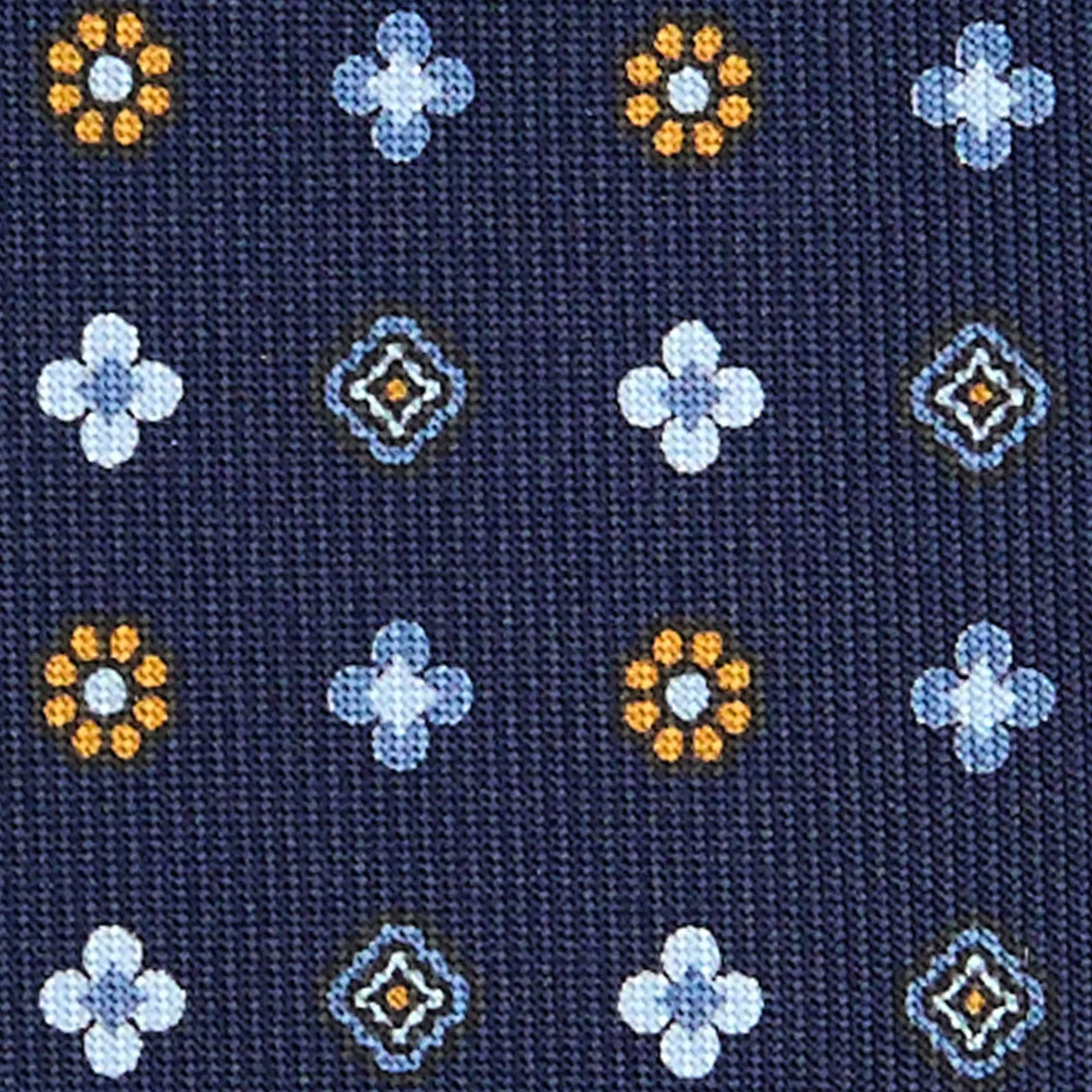 E.Marinella CRAVATTA SARTORIALE CLASSICA IN SETA BLU SCURO Microfantasia fiore Outlet
