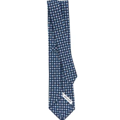 E.Marinella CRAVATTA SARTORIALE CLASSICA IN SETA BLU SCURO Microfantasia fiore Discount