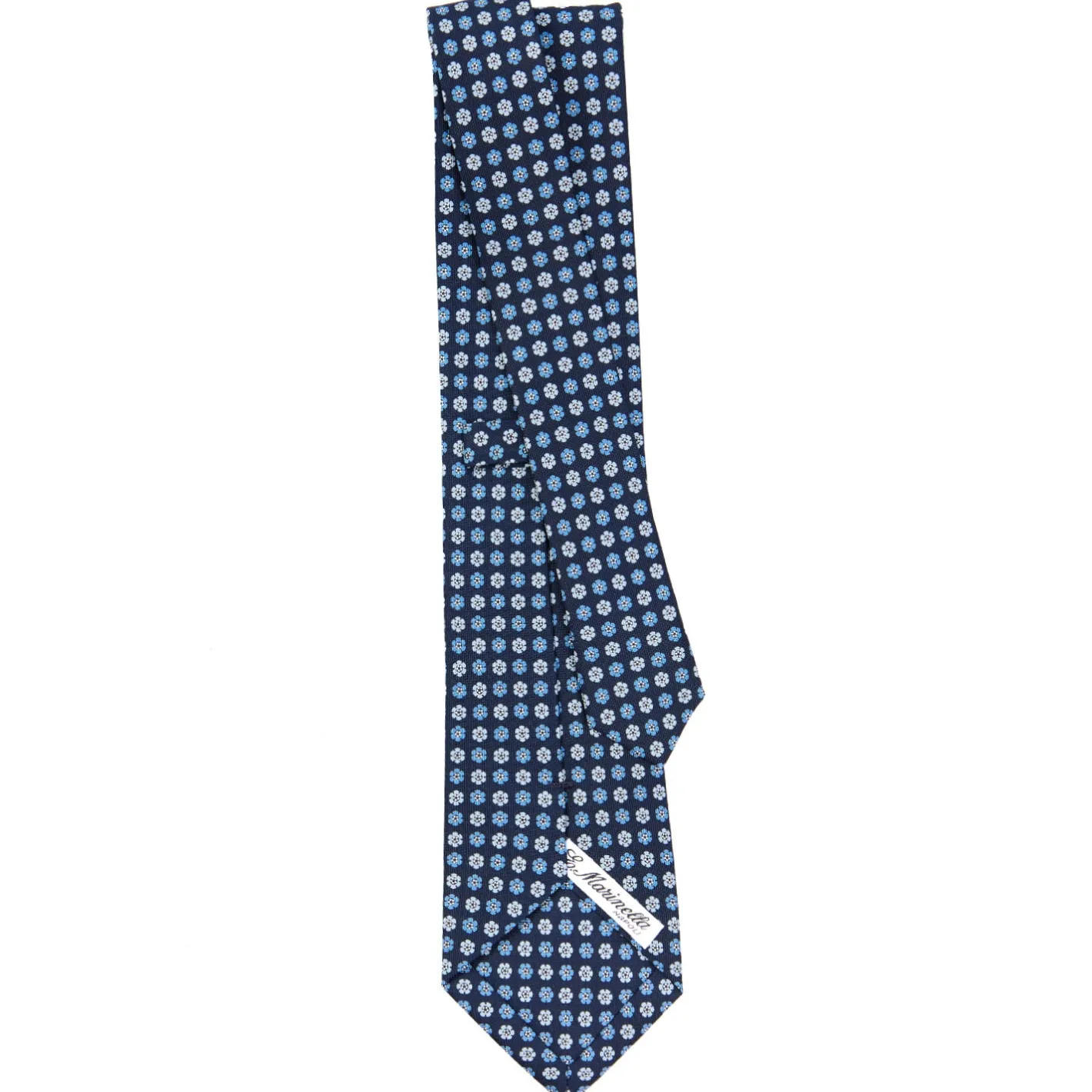 E.Marinella CRAVATTA SARTORIALE CLASSICA IN SETA BLU SCURO Microfantasia fiore Discount