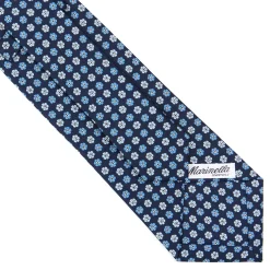 E.Marinella CRAVATTA SARTORIALE CLASSICA IN SETA BLU SCURO Microfantasia fiore Discount