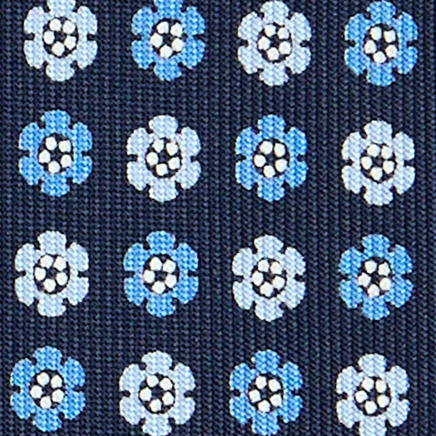 E.Marinella CRAVATTA SARTORIALE CLASSICA IN SETA BLU SCURO Microfantasia fiore Discount