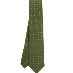 E.Marinella CRAVATTA SARTORIALE CLASSICA IN SETA VERDE OLIVA Microfantasia fiore Outlet