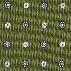 E.Marinella CRAVATTA SARTORIALE CLASSICA IN SETA VERDE OLIVA Microfantasia fiore Outlet
