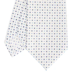 E.Marinella CRAVATTA SARTORIALE CLASSICA IN SETA BIANCO Microfantasia fiore Discount