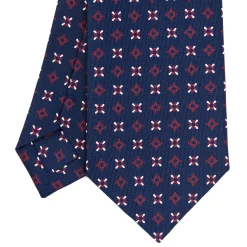 E.Marinella CRAVATTA SARTORIALE CLASSICA IN SETA BLU SCURO Microfantasia fiore Online