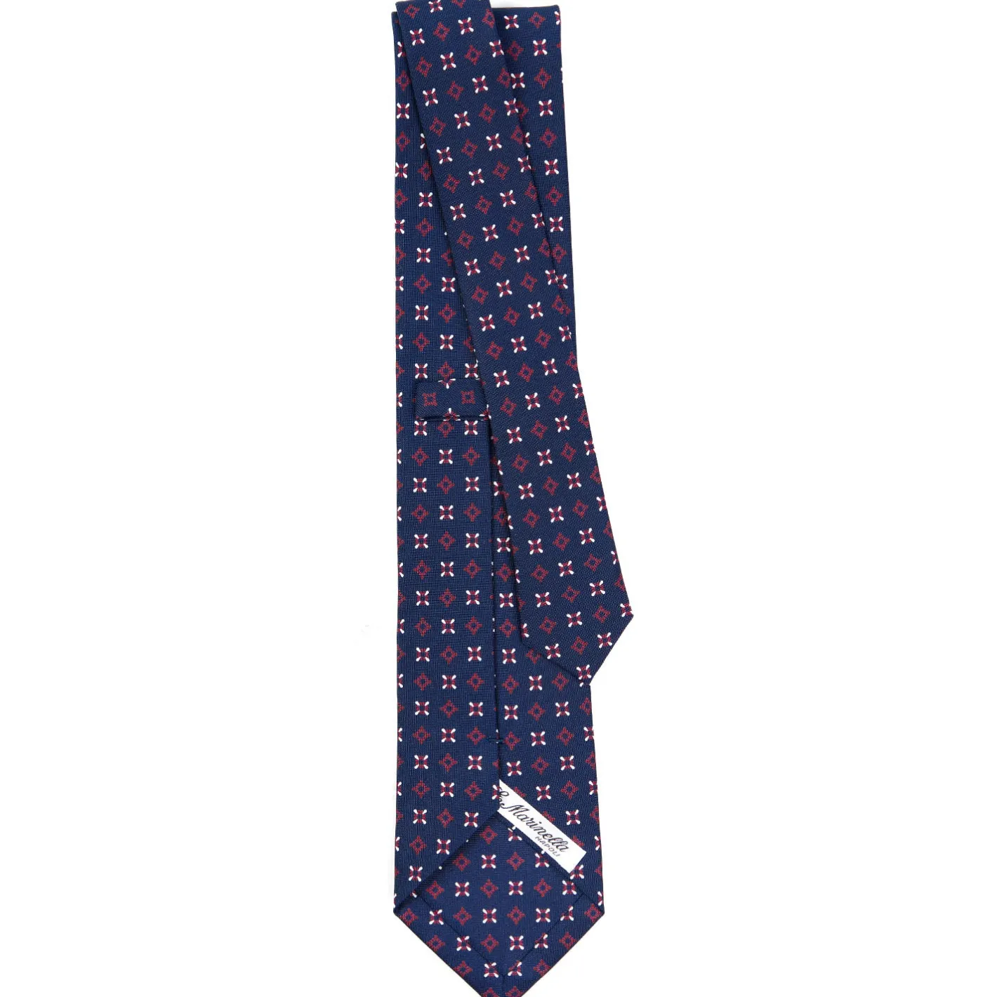 E.Marinella CRAVATTA SARTORIALE CLASSICA IN SETA BLU SCURO Microfantasia fiore Online