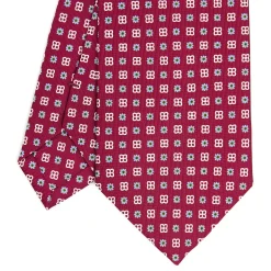 E.Marinella CRAVATTA SARTORIALE CLASSICA IN SETA FUCSIA Microfantasia fiore New