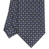 E.Marinella CRAVATTA SARTORIALE CLASSICA IN SETA BLU SCURO Microfantasia fiore Outlet