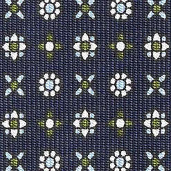 E.Marinella CRAVATTA SARTORIALE CLASSICA IN SETA BLU SCURO Microfantasia fiore Outlet
