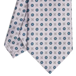 E.Marinella CRAVATTA SARTORIALE CLASSICA IN SETA GRIGIO CHIARO Microfantasia fiore Outlet