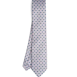 E.Marinella CRAVATTA SARTORIALE CLASSICA IN SETA GRIGIO CHIARO Microfantasia fiore Outlet