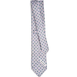 E.Marinella CRAVATTA SARTORIALE CLASSICA IN SETA GRIGIO CHIARO Microfantasia fiore Outlet