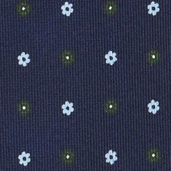 E.Marinella CRAVATTA SARTORIALE CLASSICA IN SETA BLU SCURO Microfantasia fiore