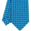 E.Marinella CRAVATTA SARTORIALE CLASSICA IN SETA BLU MEDIO Microfantasia fiore Outlet