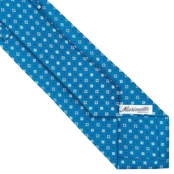 E.Marinella CRAVATTA SARTORIALE CLASSICA IN SETA BLU MEDIO Microfantasia fiore Outlet