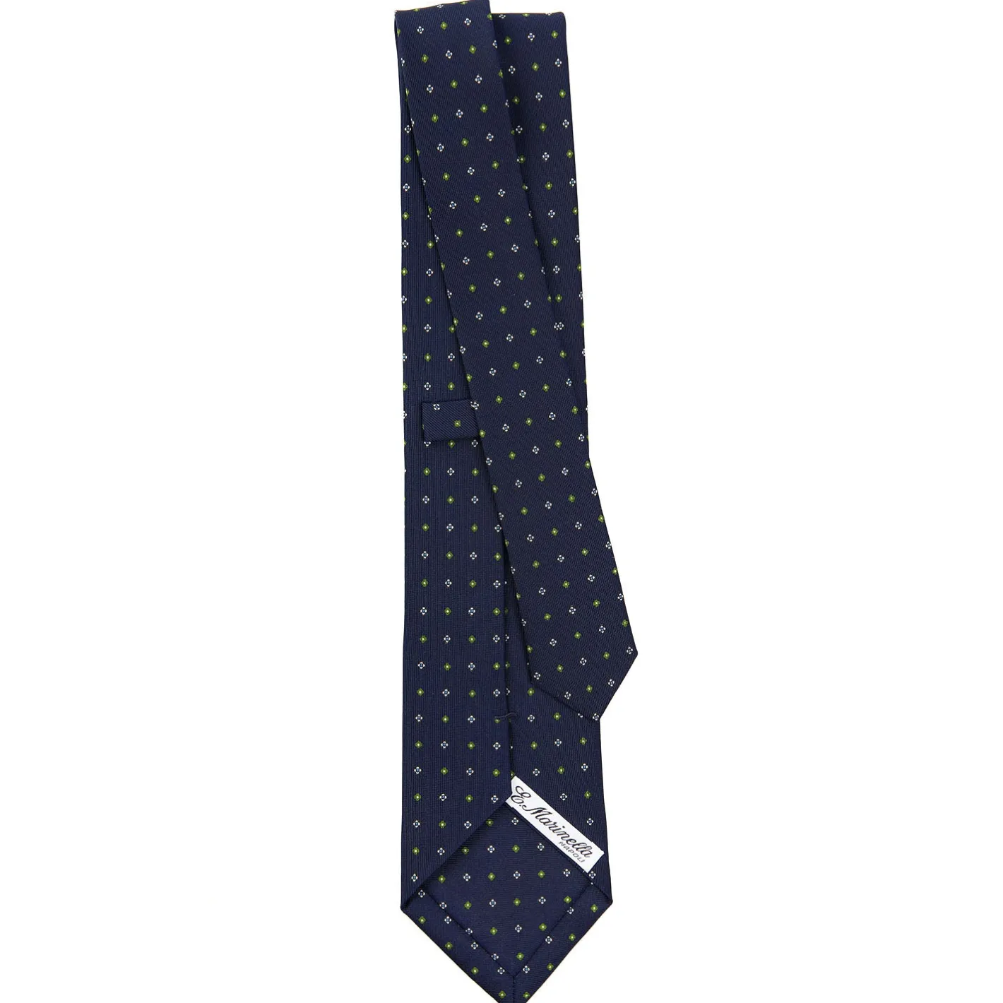 E.Marinella CRAVATTA SARTORIALE CLASSICA IN SETA BLU SCURO Microfantasia fiore Discount