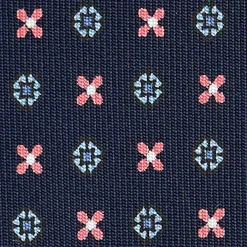 E.Marinella CRAVATTA SARTORIALE CLASSICA IN SETA BLU SCURO Microfantasia fiore New