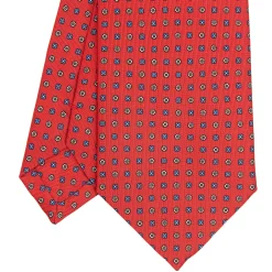 E.Marinella CRAVATTA SARTORIALE CLASSICA IN SETA ROSSA Microfantasia fiore Sale