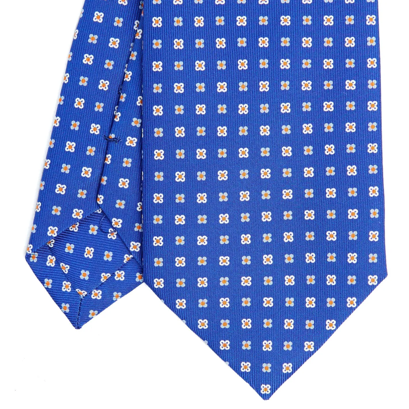 E.Marinella CRAVATTA SARTORIALE CLASSICA IN SETA BLUETTE Microfantasia fiore Outlet