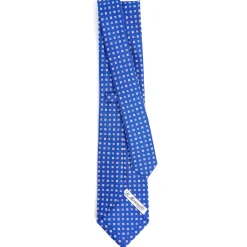 E.Marinella CRAVATTA SARTORIALE CLASSICA IN SETA BLUETTE Microfantasia fiore Outlet