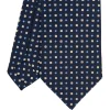 E.Marinella CRAVATTA SARTORIALE CLASSICA IN SETA BLU SCURO Microfantasia fiore Discount
