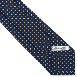 E.Marinella CRAVATTA SARTORIALE CLASSICA IN SETA BLU SCURO Microfantasia fiore Discount