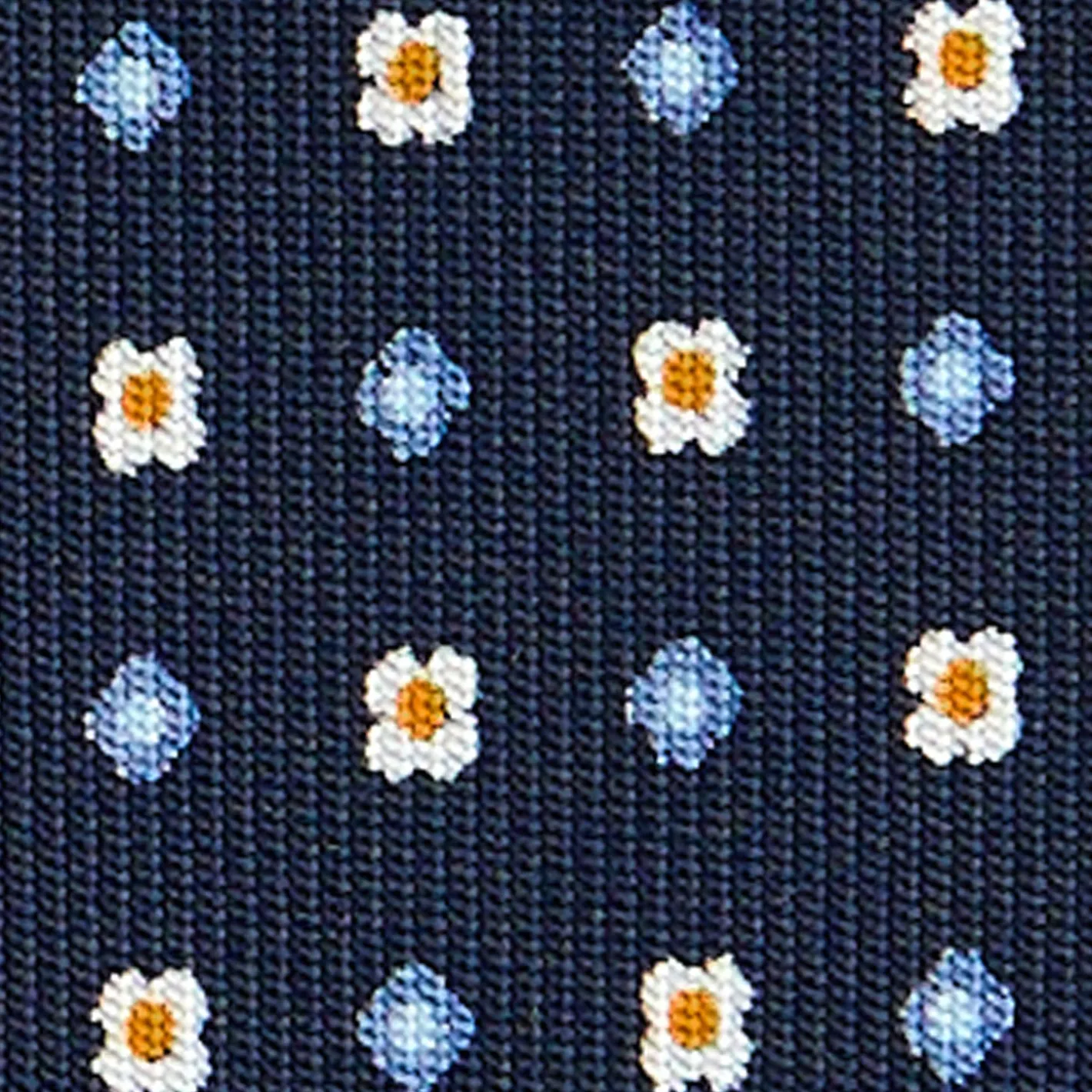 E.Marinella CRAVATTA SARTORIALE CLASSICA IN SETA BLU SCURO Microfantasia fiore Discount