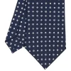 E.Marinella CRAVATTA SARTORIALE CLASSICA IN SETA BLU SCURO Microfantasia fiore New