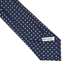 E.Marinella CRAVATTA SARTORIALE CLASSICA IN SETA BLU SCURO Microfantasia fiore New