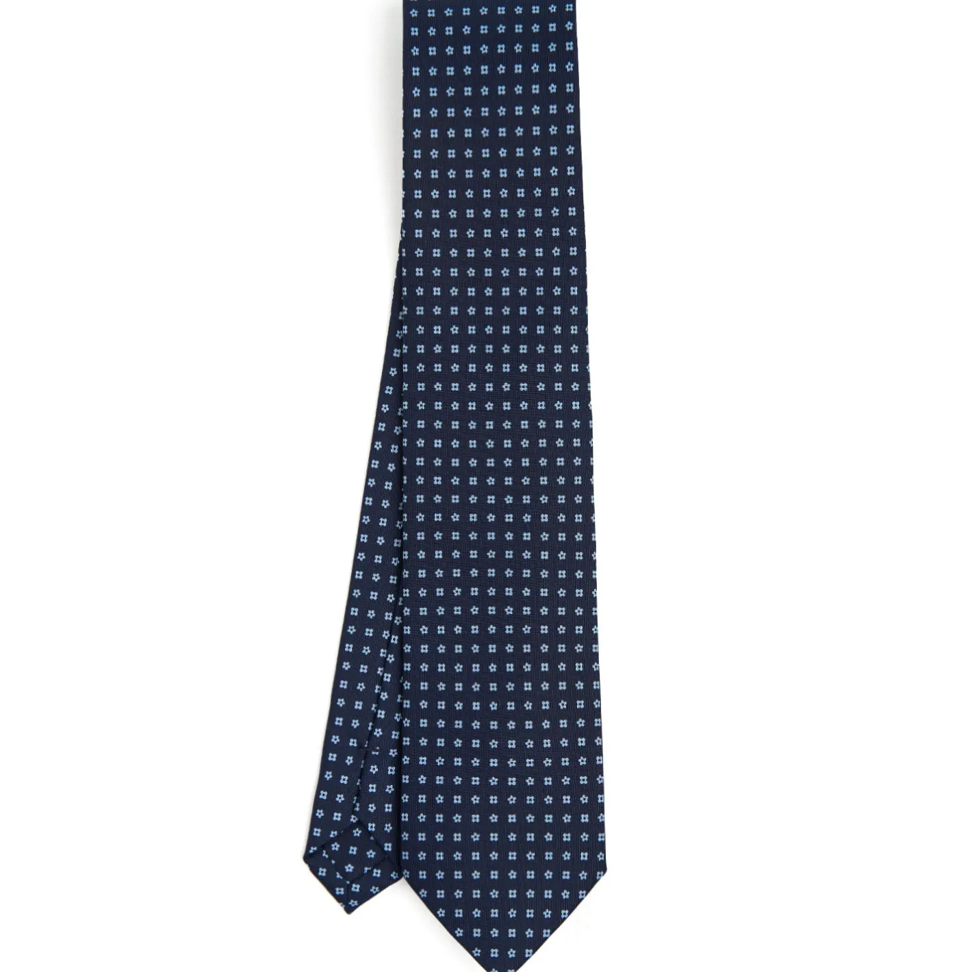 E.Marinella CRAVATTA SARTORIALE CLASSICA IN SETA BLU SCURO Microfantasia fiore Clearance