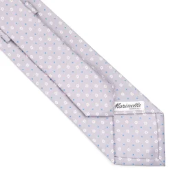 E.Marinella CRAVATTA SARTORIALE CLASSICA IN SETA GRIGIO CHIARO Microfantasia fiore Best