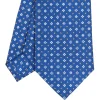 E.Marinella CRAVATTA SARTORIALE CLASSICA IN SETA BLU Microfantasia fiore Clearance
