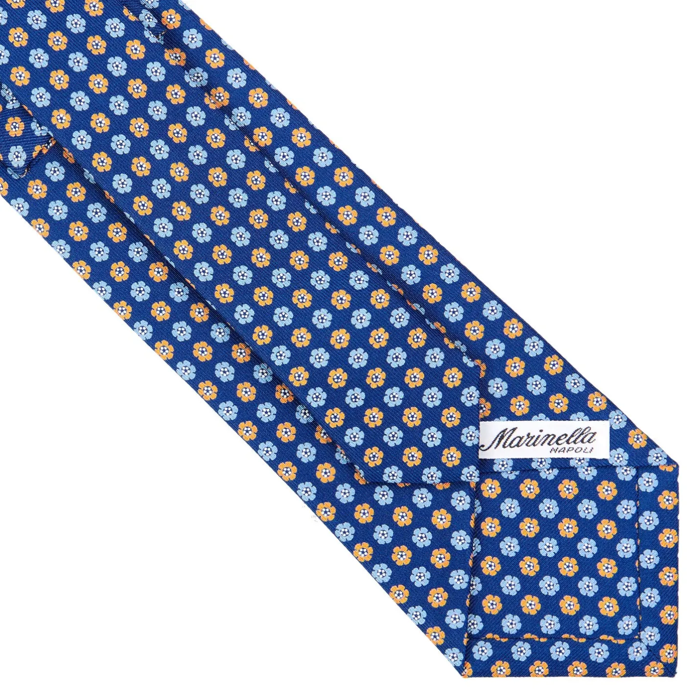 E.Marinella CRAVATTA SARTORIALE CLASSICA IN SETA BLU Microfantasia fiore Outlet