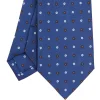 E.Marinella CRAVATTA SARTORIALE CLASSICA IN SETA BLU Microfantasia fiore Clearance