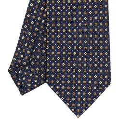 E.Marinella CRAVATTA SARTORIALE CLASSICA IN SETA BLU SCURO Microfantasia fiore Clearance