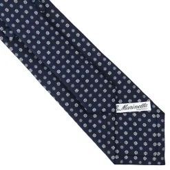 E.Marinella CRAVATTA SARTORIALE CLASSICA IN SETA BLU SCURO Microfantasia fiore Outlet