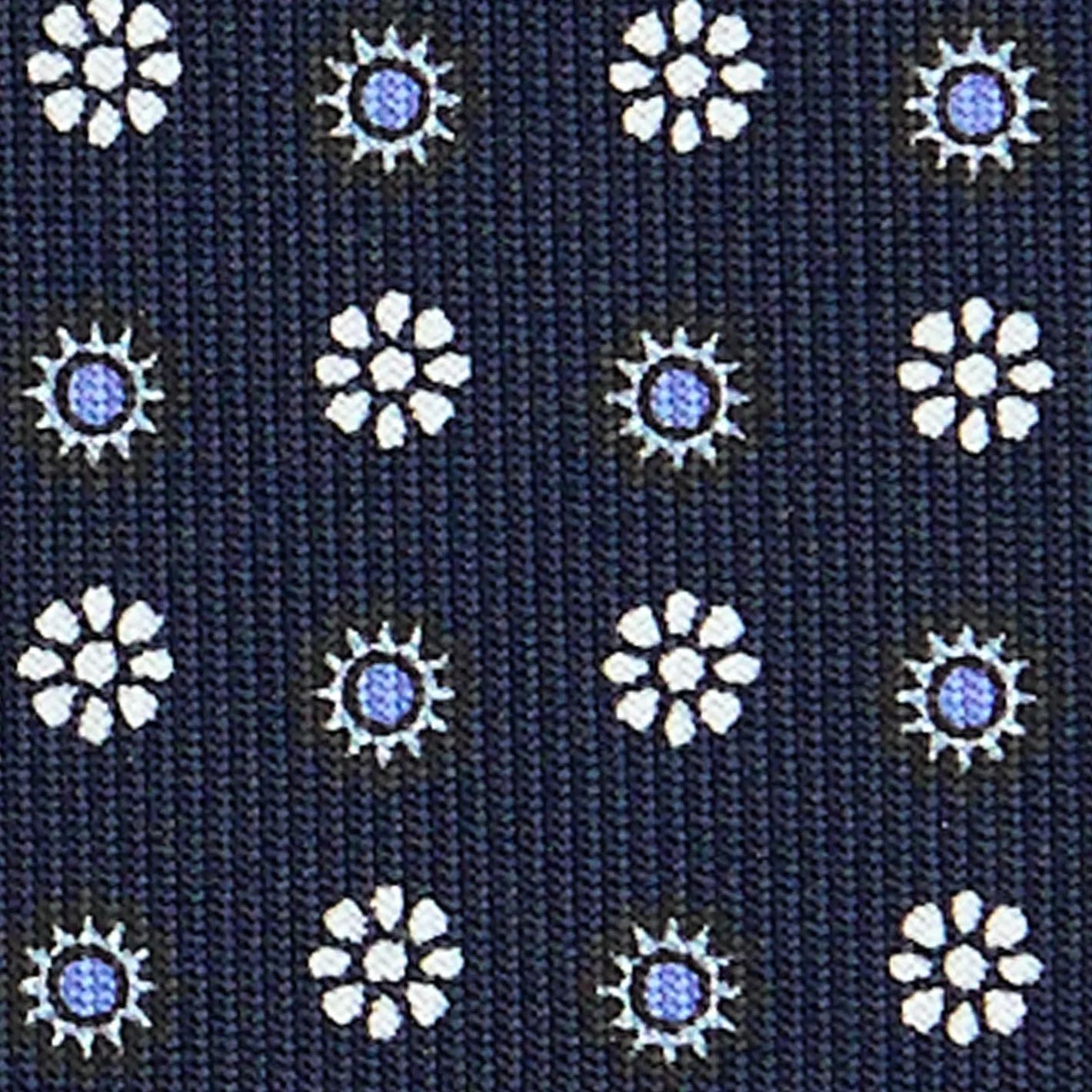 E.Marinella CRAVATTA SARTORIALE CLASSICA IN SETA BLU SCURO Microfantasia fiore Outlet