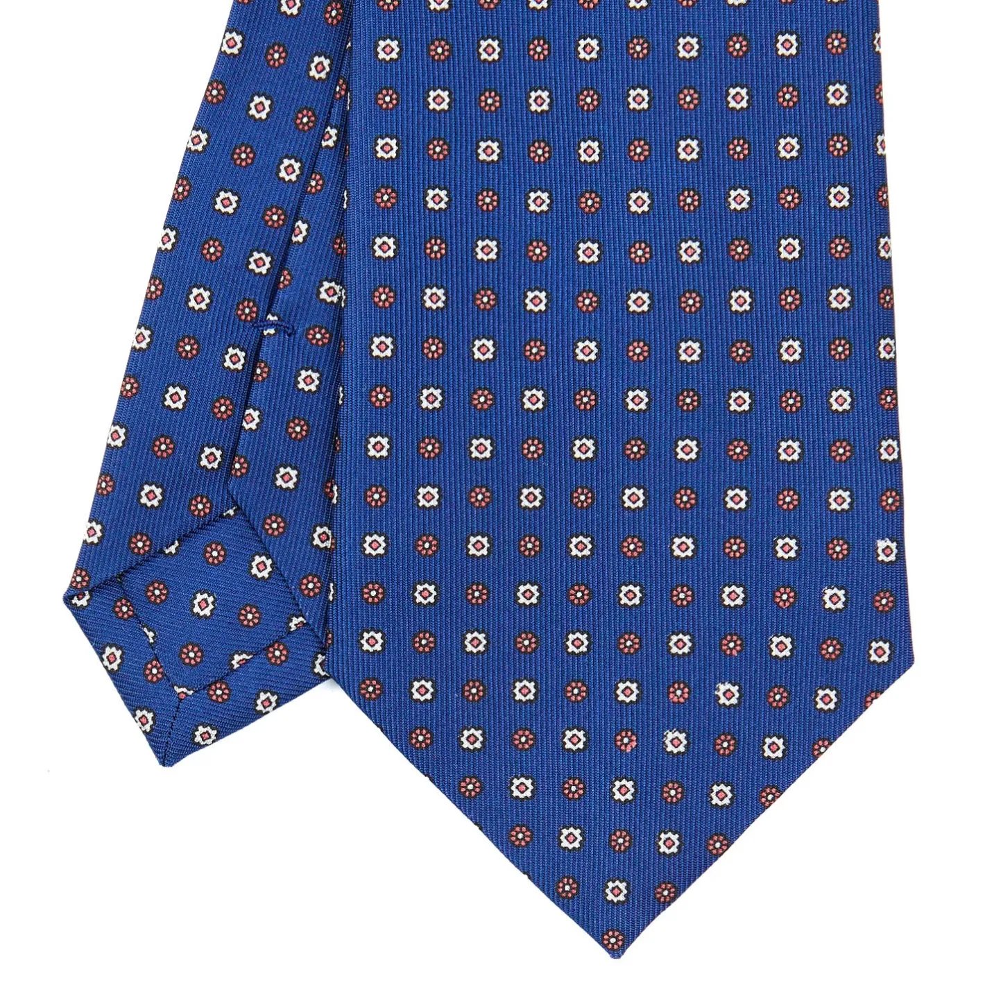 E.Marinella CRAVATTA SARTORIALE CLASSICA IN SETA BLU Microfantasia fiore Discount