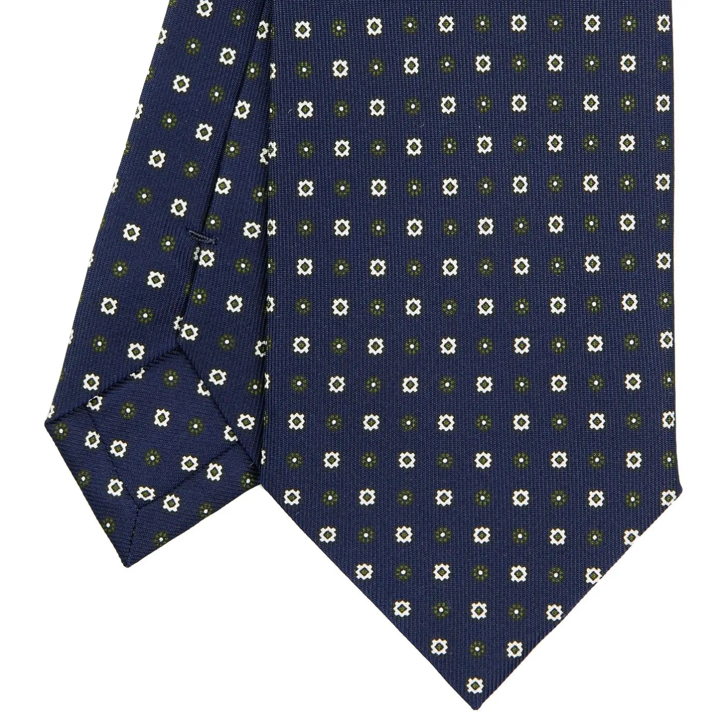 E.Marinella CRAVATTA SARTORIALE CLASSICA IN SETA BLU SCURO Microfantasia fiore Online