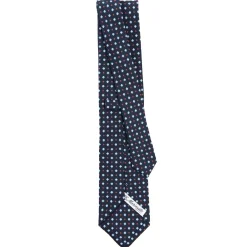 E.Marinella CRAVATTA SARTORIALE CLASSICA IN SETA BLU SCURO Microfantasia fiore Discount