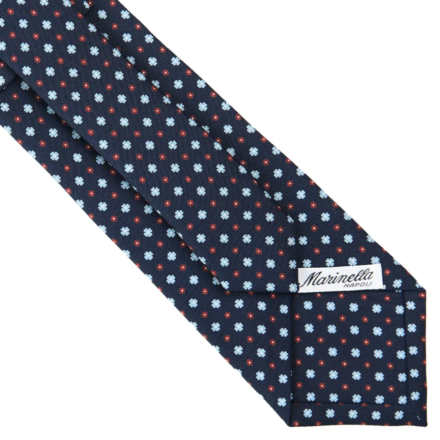 E.Marinella CRAVATTA SARTORIALE CLASSICA IN SETA BLU SCURO Microfantasia fiore Discount