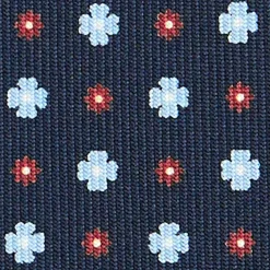 E.Marinella CRAVATTA SARTORIALE CLASSICA IN SETA BLU SCURO Microfantasia fiore Discount