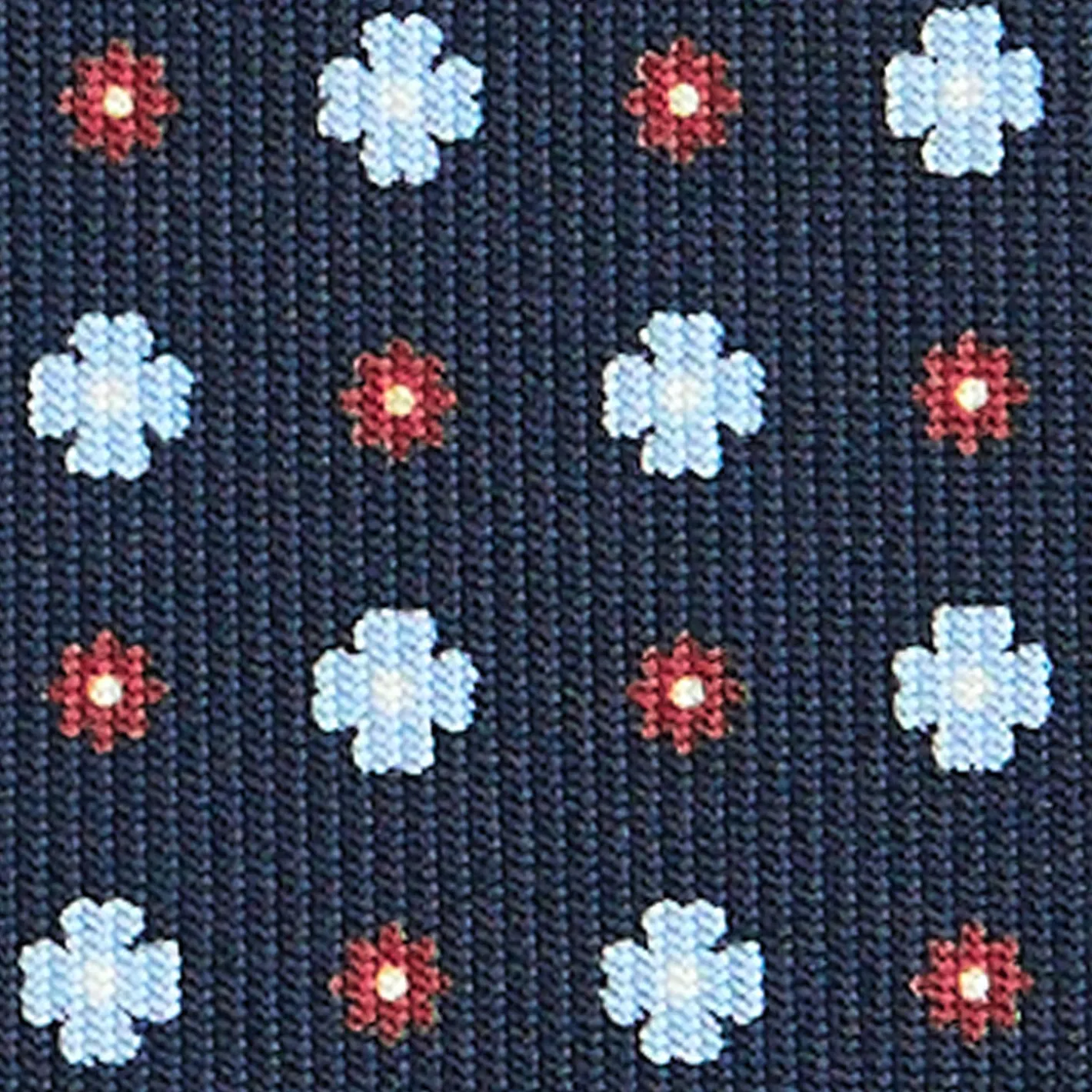 E.Marinella CRAVATTA SARTORIALE CLASSICA IN SETA BLU SCURO Microfantasia fiore Discount