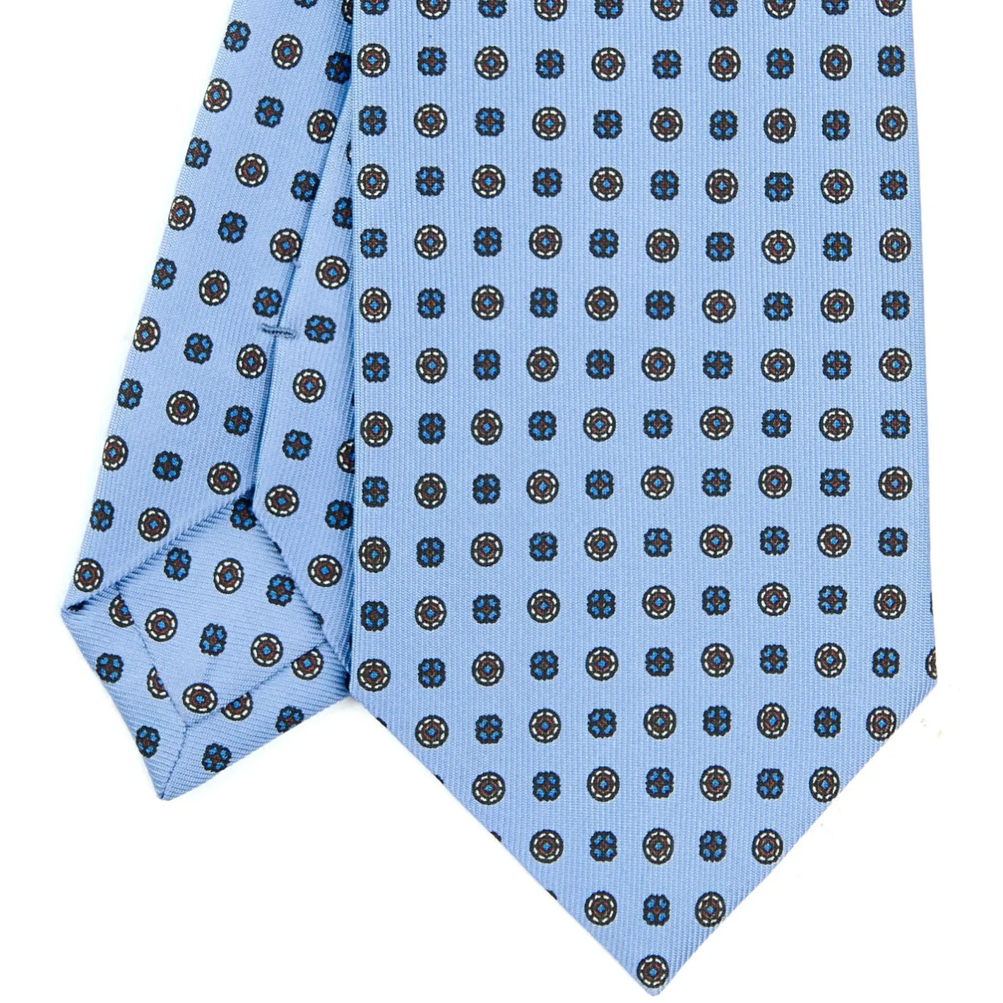 E.Marinella CRAVATTA SARTORIALE CLASSICA IN SETA AZZURRA Microfantasia fiore Online
