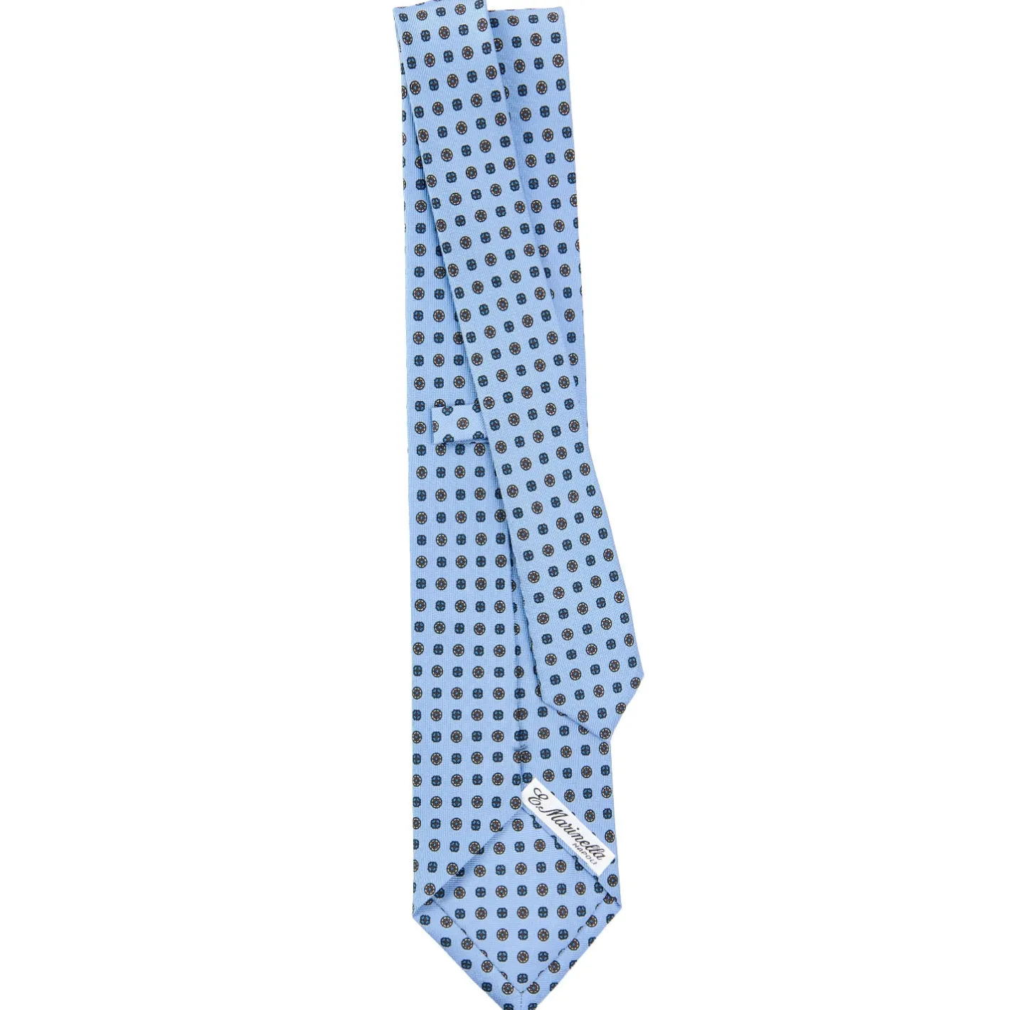 E.Marinella CRAVATTA SARTORIALE CLASSICA IN SETA AZZURRA Microfantasia fiore Online