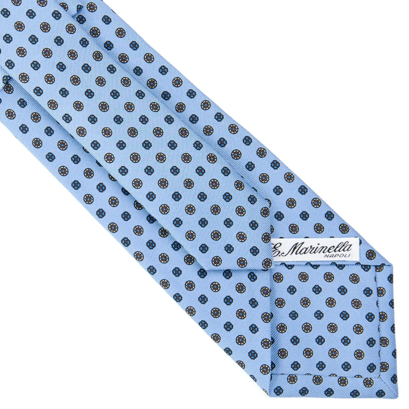 E.Marinella CRAVATTA SARTORIALE CLASSICA IN SETA AZZURRA Microfantasia fiore Online