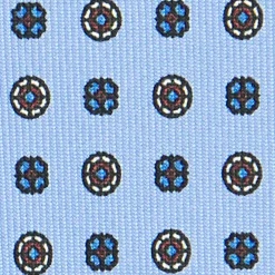 E.Marinella CRAVATTA SARTORIALE CLASSICA IN SETA AZZURRA Microfantasia fiore Online