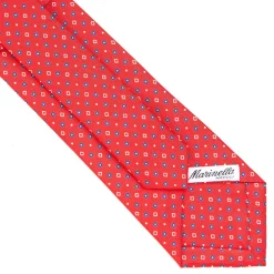 E.Marinella CRAVATTA SARTORIALE CLASSICA IN SETA ROSSA Microfantasia fiore Outlet
